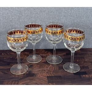 Vintage Culver Valencia Wine Glass Set of Four